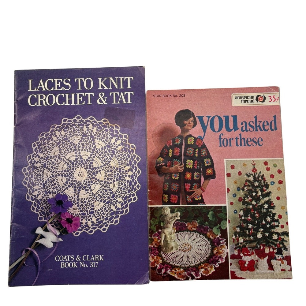 Coats & Clark American Thread Crochet Pattern Books Lot OS Multi Vintage Lace